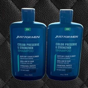 Just For Men Color Preserve & Strengthen Shampoo - 8 oz  Dark Shades (2 Bottles)